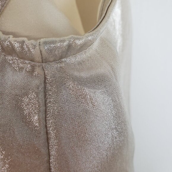 Anthropologie Maeve Romilly Blouse Champagne Mock Neck Sleeveless Button Back 10 - Picture 10 of 11